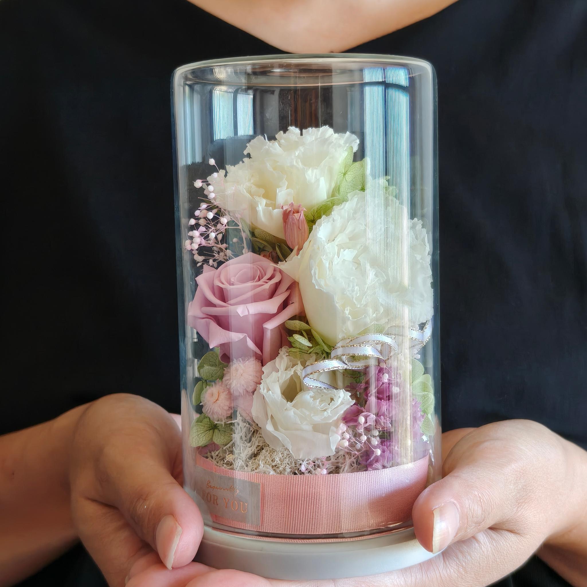 オーダー◎トルコキキョウとバラのプリザーブドアレンジメント プレゼント お祝い花 お供え花お盆2025仏花 退職祝い | 8枚目